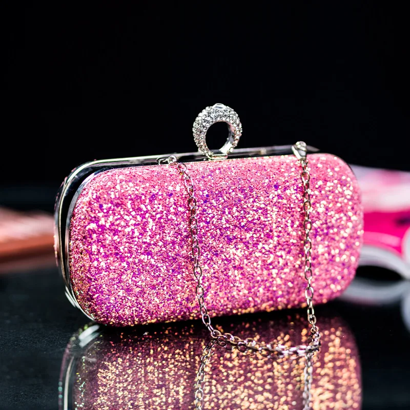 

Evening Clutch Purse Women Pink Bling Sequins Handbags 2023 New Fashion Designer Luxury Phone Bag Crossbody Small Designer Bag