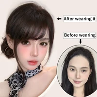 Postiche synthétique inclinée courte marron noir, faux cheveux, Extension à Clip, accessoires pour femmes et filles 5