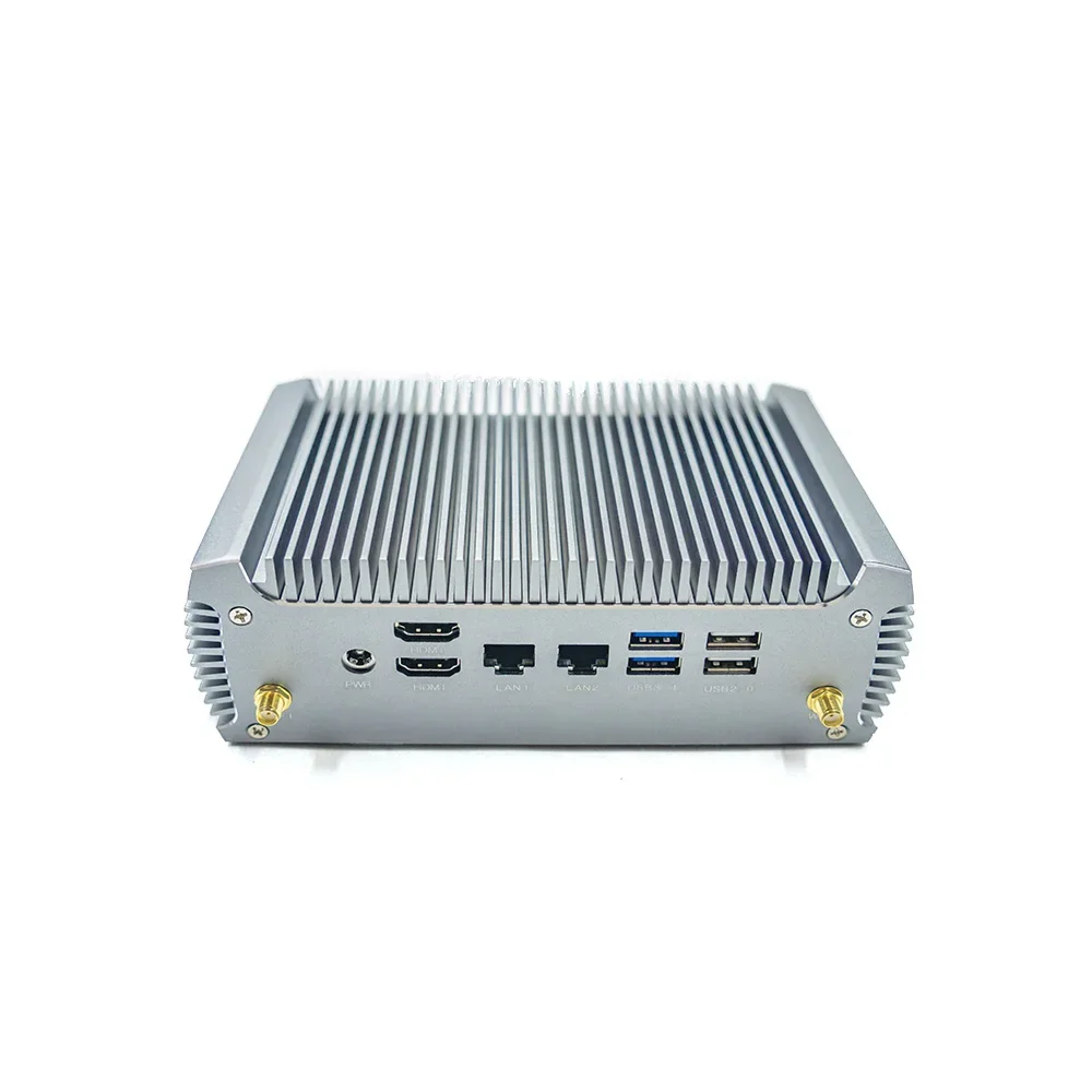Fanless AMD Ryzen™ R7 4700U, Dual Ethernet Dual HD Industrial Control Game 4K, Fanless Windows 11 Mini PC Support HDD Computer