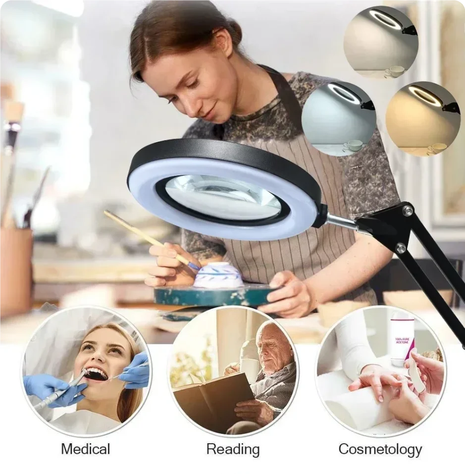 72LED 10X Illuminated Magnifier USB 3 Colors LED Magnifying Glass for Soldering Iron Repair/Skincare Beauty/Table Light tool magnifying glass soldering magnifier soldering repair magnifier magnifying glass lamp