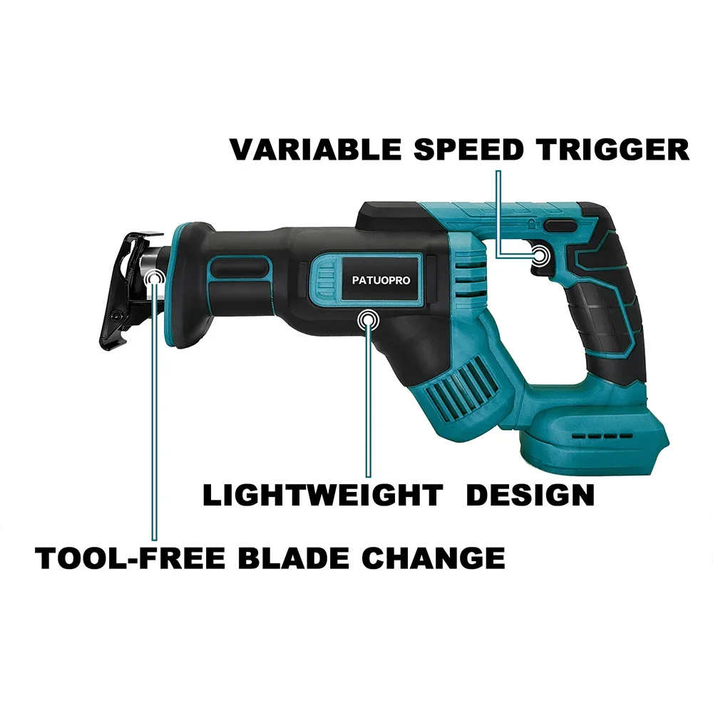 Portable Cordless Reciprocating Saw With 4 Blades Electric Wood Metal PVC Pipe Cutting Saber Saw For Makita 18V Battery 4
