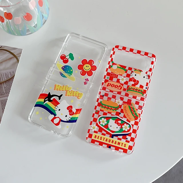 Sanrio Hello Kitty Cinnamoroll Phone Case For Samsung Z Flip 3 4 5G ZFlip3  ZFlip4 ZFlip5 Galaxy Shockproof Transparent Cover - AliExpress