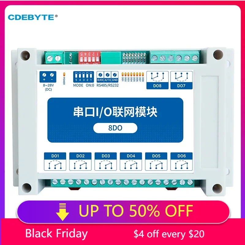 Modbus-RTU-Control-I-O-Network-Modules-Serial-Port-RS485-Interface-8DO ...