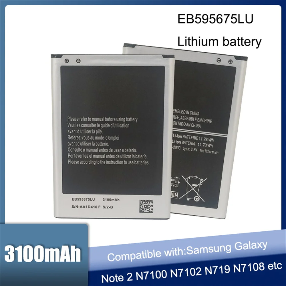 Batteria Originale Samsung Eb595675Lu Per Samsung Galaxy Note 2 N7100 N7102 N719 N7108 N7108D Batteria Del Telefono Note2 Con Nfc 3100Mah