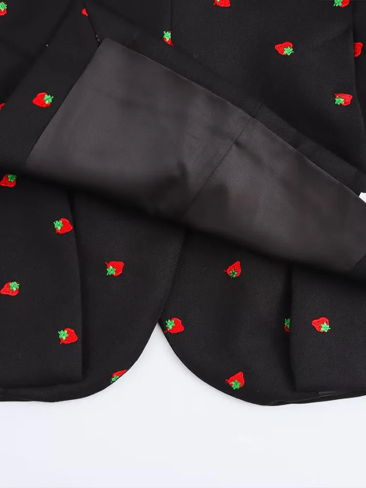 2024 Autumn and Winter New Arrivals Women's Fashion Versatile Strawberry Pattern Printed Single Button Casual Suit Jacket 6