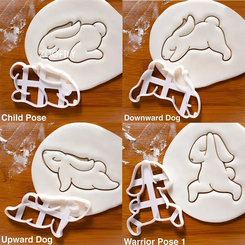 Cute Yoga Rabbit Easter Christmas Plastic Cookie Embossed Mold Fondant Cookie Cutter Bunny Biscuit Mold DIY Baking Tools 1/4pcs cookie cutter,cookie mould,fondant cutter,cookie printing mold,baking mold