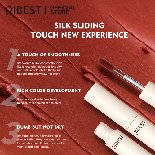 QIBEST 립글로스 누드 매트 리퀴드 립스틱, 방수, 오래 지속되는 여성용 립 틴트, 초콜릿 벨벳 립 글레이즈 화장품, 8 가지 색상 3