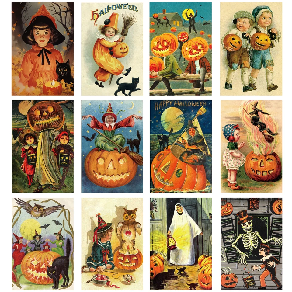 Quera 24-Pack Vintage Halloween Cards With Envelopes & Stickers - 4x6 Inch Spooky Greeting Cards
