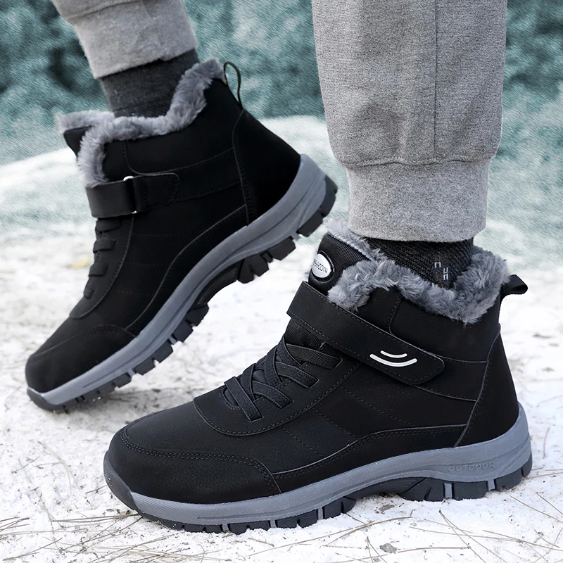 Boots Men's Women Slip On Winter Shoes For Men Waterproof Ankle Boots Winter Male Snow Botines Black Botas Femininas winter snow boots,men boots,women hiking boots