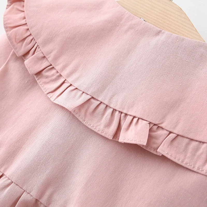 Trench Childrens Clothing Spring Korean Girls Windbreaker Coat Solid Color Middle Length Baby Cardigan Lapel Collar
