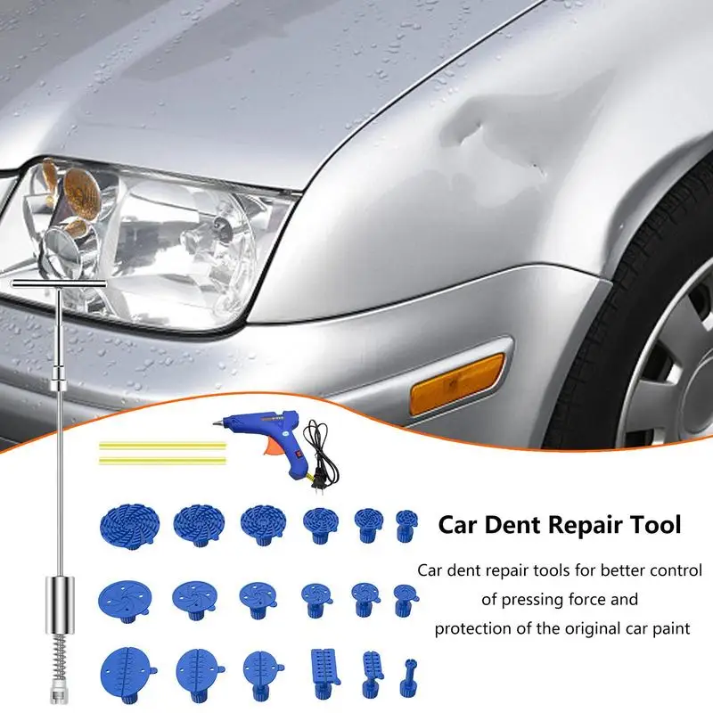 

Car Dent Repair Tool Hammer Reverse Hammer Tool Body Suction Cup T-bar Dent Puller With 18 Heads Auto Dent Repair Kit Accessorie