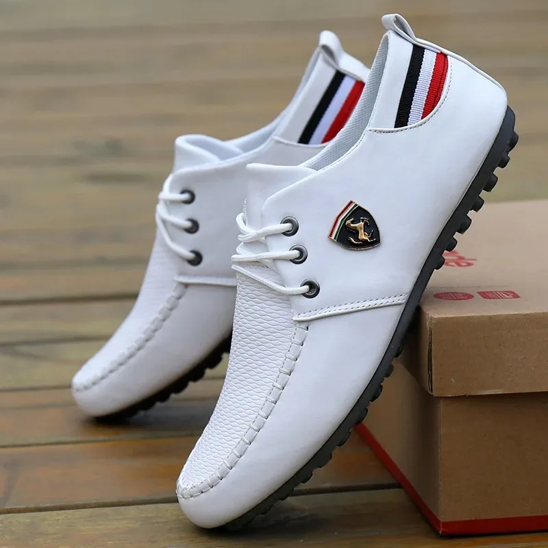 Brand Leather Shoes for Men Spring Autumn Loafers British Men Casual Shoes Design Adult Moccasins Driving Peas Shoe