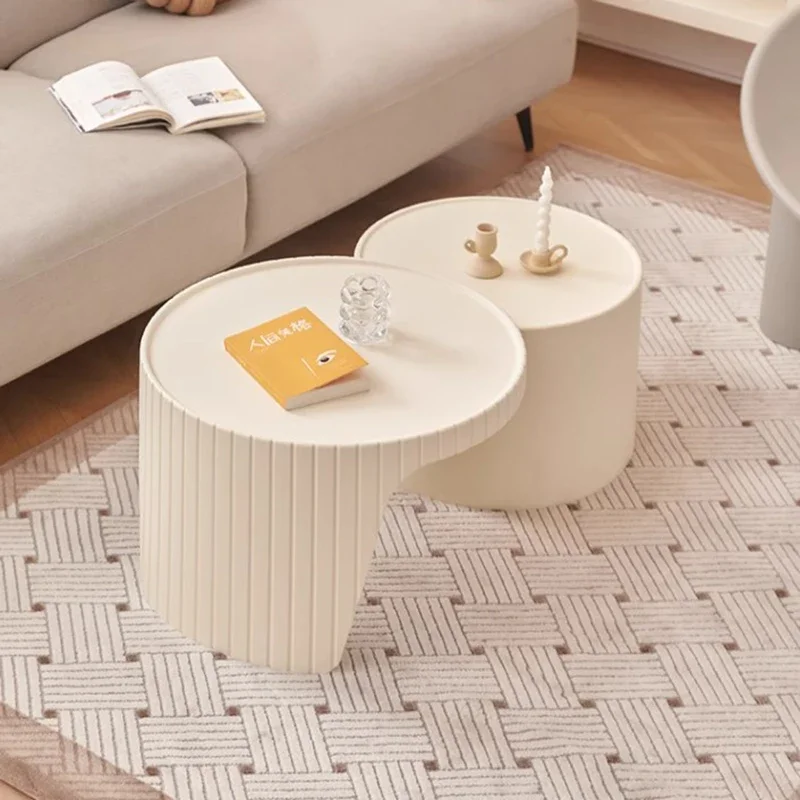 

Simple Round Design Coffee Table Ornaments Minimalist Low Plastic Balcony Coffee Table Small White Mesa Auxiliar Salon Furniture