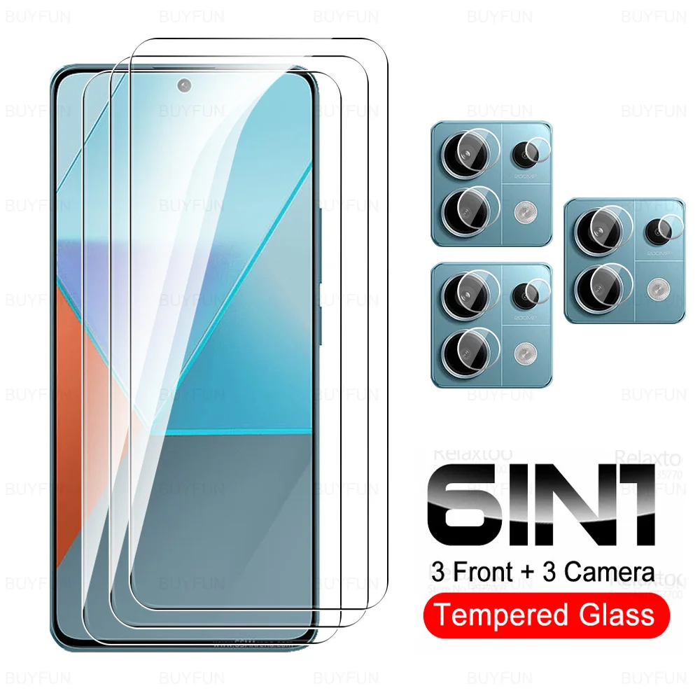 

6 in 1 For Xiaomi Redmi Note 13 Pro 5G Tempered Glass Full Cover Glue Screen Protector Redmy Note13 13Pro 4G Note13Pro Lens Film