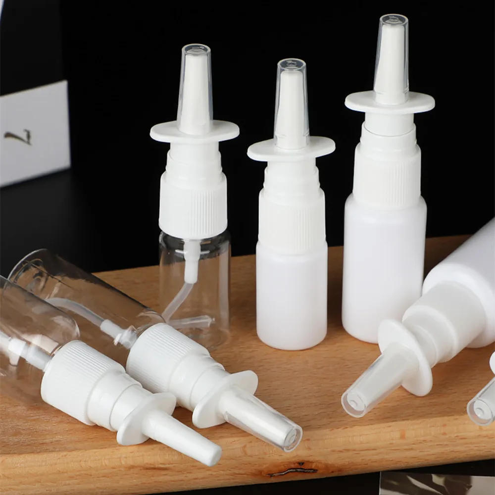 

5pcs 5ml 10ml 15ml 20ml 30ml 50ml Empty Plastic Nasal Spray Bottles Pump Sprayer Mist Nose Spray Refillable Bottling Packaging