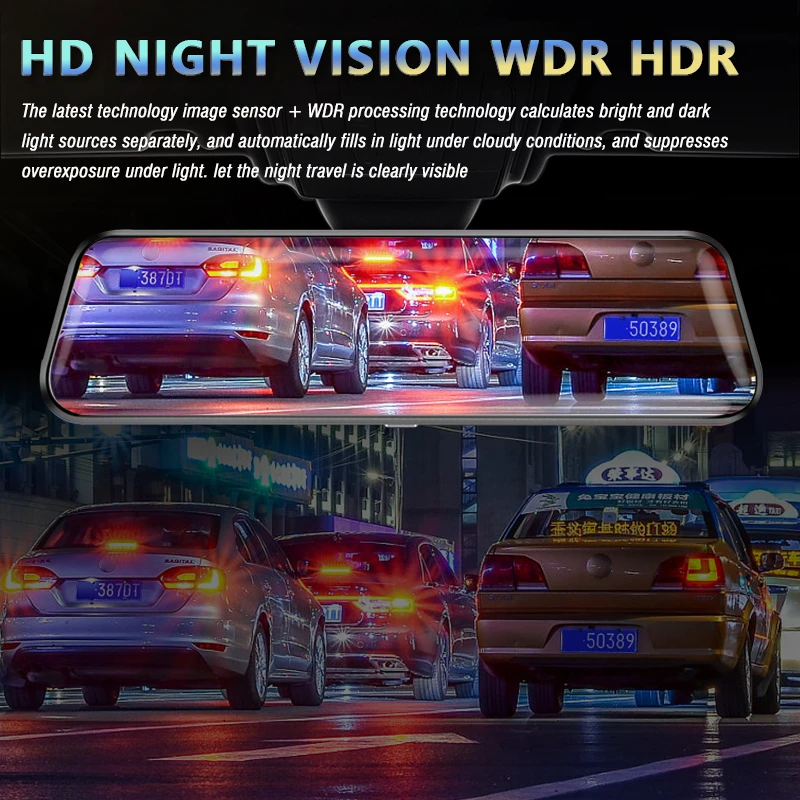 10.0 Inch Car DVR Dual Lens 2K UHD Dash Cam WIFI Car Video Recorder 24H-Video Parking Monitor Black Box Car Assecories