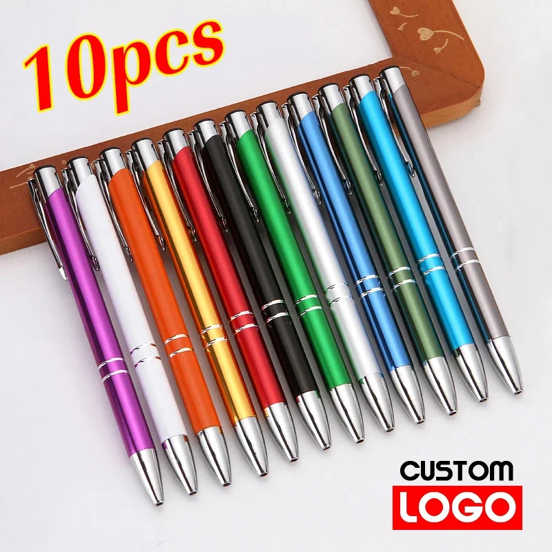 10pcs/Lot Advertising Gift Pen Creative Gift Gel Pen Business Metal Ballpoint Pen Customized Logo Lettering Name Wholesale