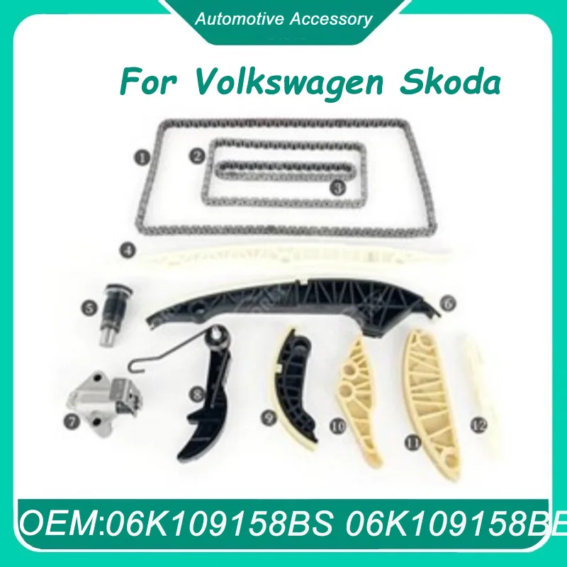 06K109158BS 06K109158BE 06H109467AR 12Pcs Balance Shaft Chain Repair Kit for Volkswagen Skoda Audi Seat