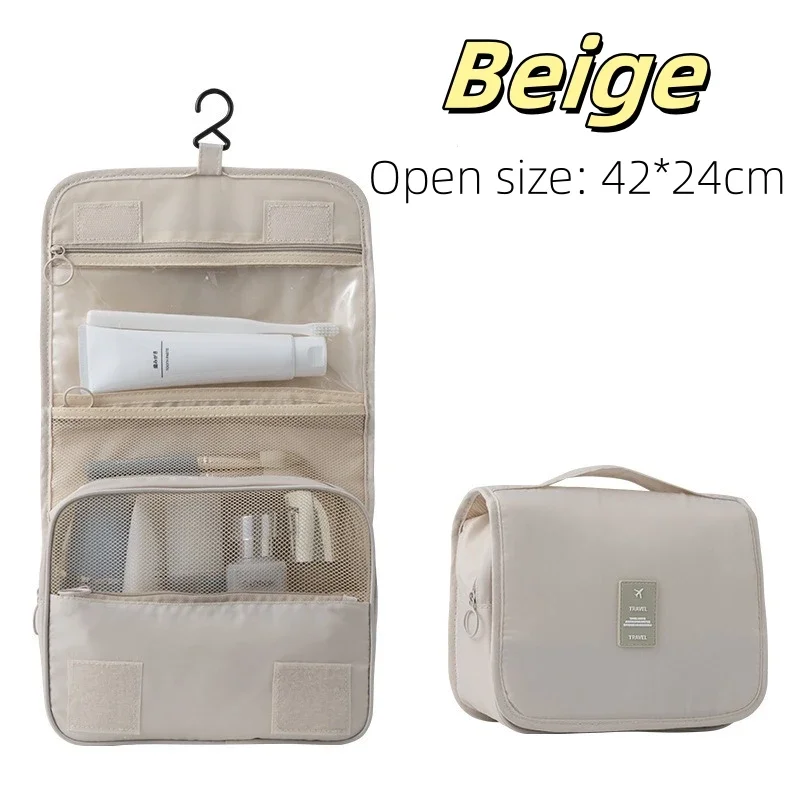 Bolsa de maquillaje de viaje de alta calidad, organizador de artículos de tocador impermeable, Neceser para mujer, bolsa de lavado con gancho para baño, bolsa de almacenamiento de maquillaje con gancho