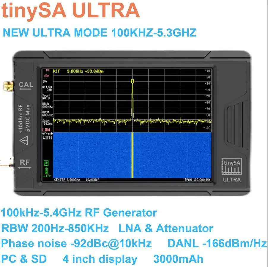 Tinysa Spectrum Analyzer TinySA ULTRA 4" Display 100kHz To 5.3GHz With 32GB Card