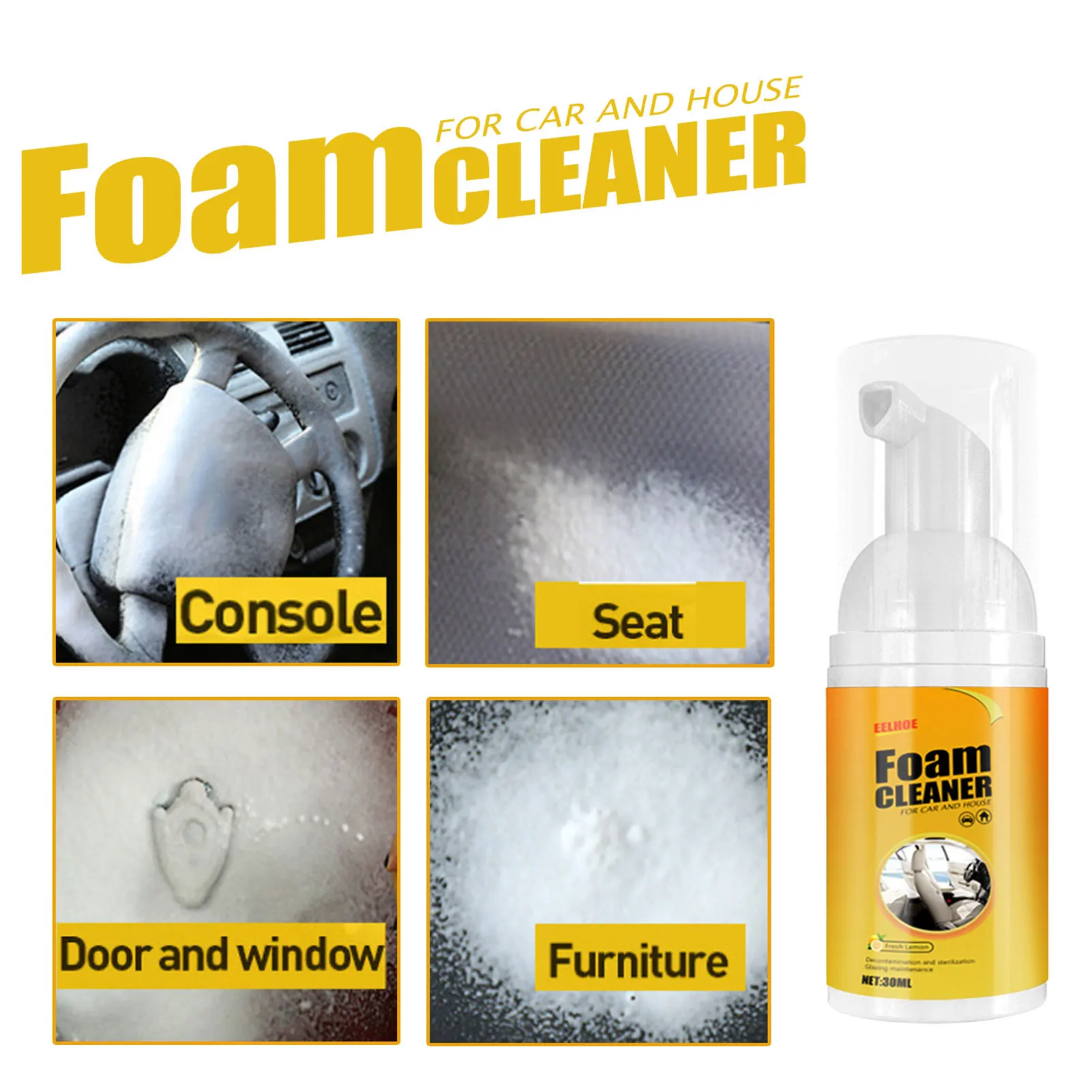 Multi-purpose Foam Cleaner, All Purpose Car Cleaner Spray Foam,  Multifunctional Car Foam Cleaner, Foam Cleaner for Car and House Lemon  Flavor