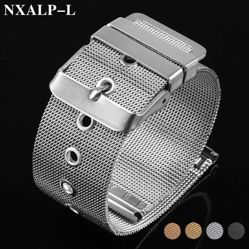 Elegant Mesh Milanese Stainless Steel Watchband - Quick Release in Black & Rose Gold