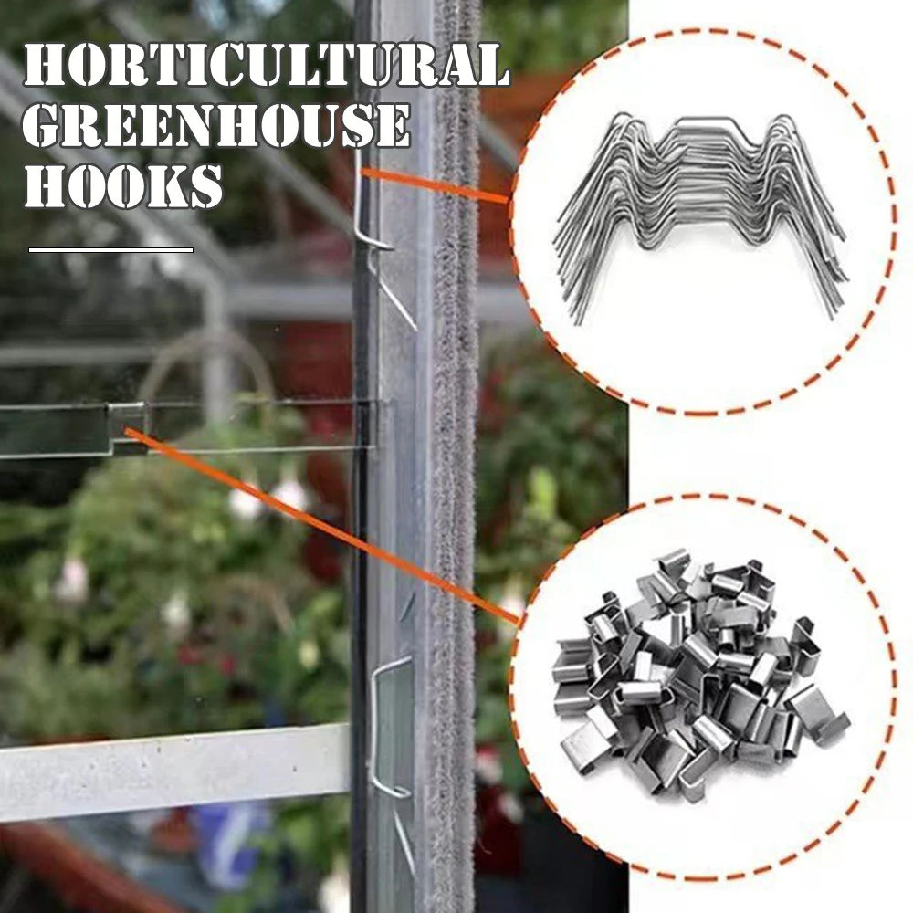 Greenhouse Glazing Clips 50/100 W/Z Glasshouse Stainless Steel Spring Garden Spares Glass Frame Fixing