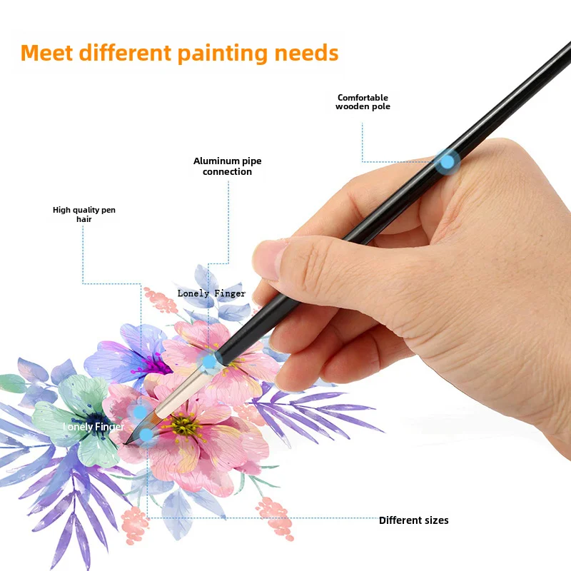 Paint Brushes Cross-border 12-piece Round-feng Two-color Nylon Bristle Watercolor Art Painting Pens