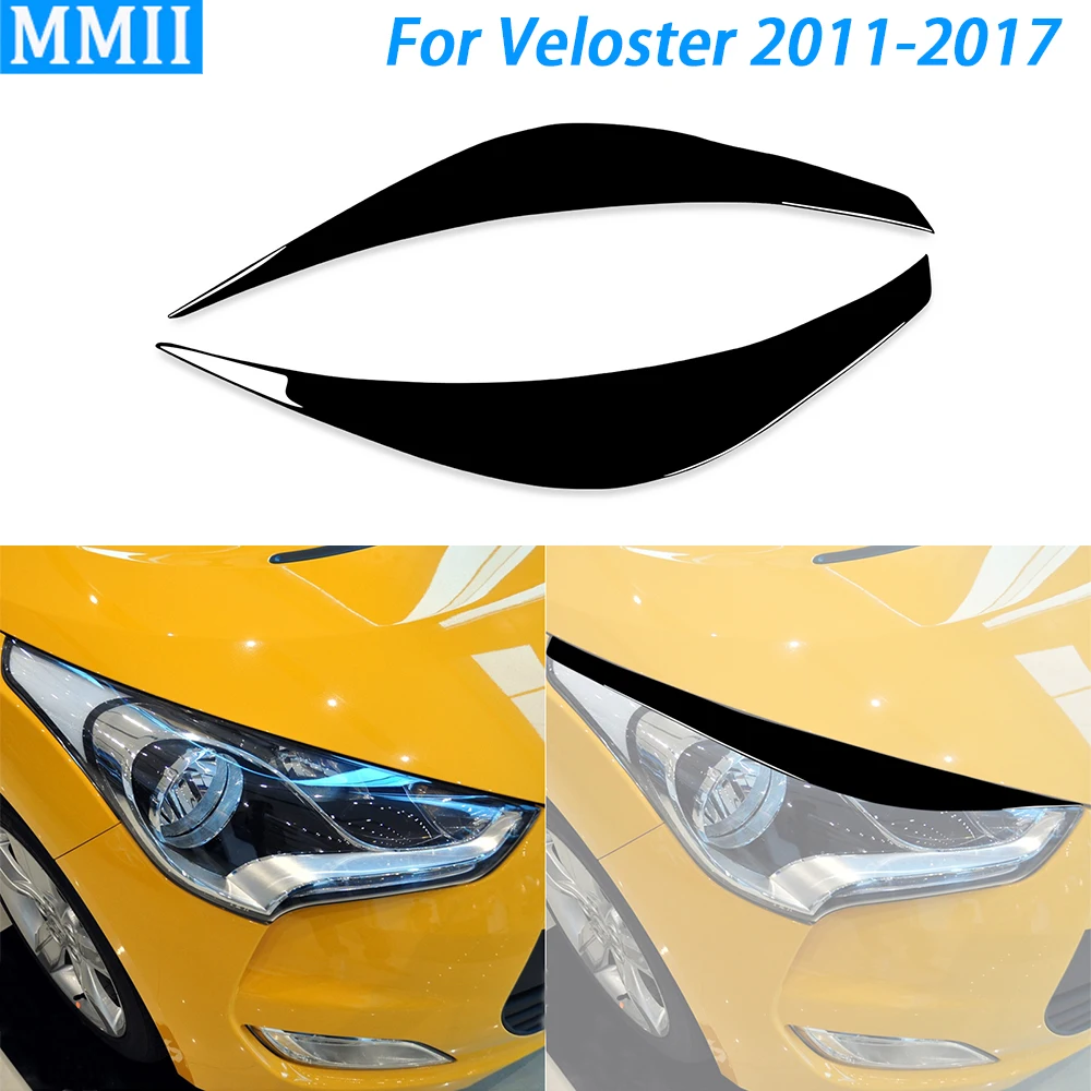 

Для Hyundai Veloster 2011-2017 пианино, черная фара, веко, Обложка для бровей, отделка автомобиля, декоративная наклейка