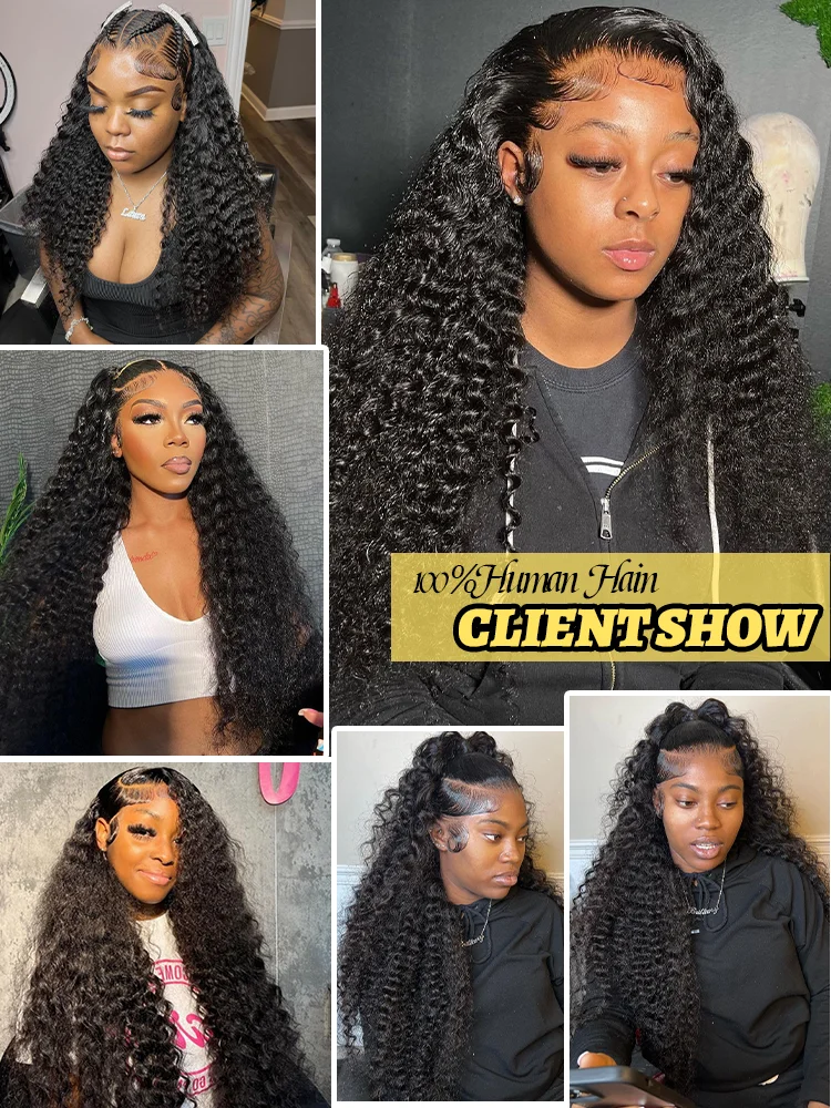 Tewjig Curly 30 40 Inch Loose Deep Wave 3 4 Bundles 100% Raw Human Hair Brazilian Weave Remy Hair Double Weft Drawn Extension