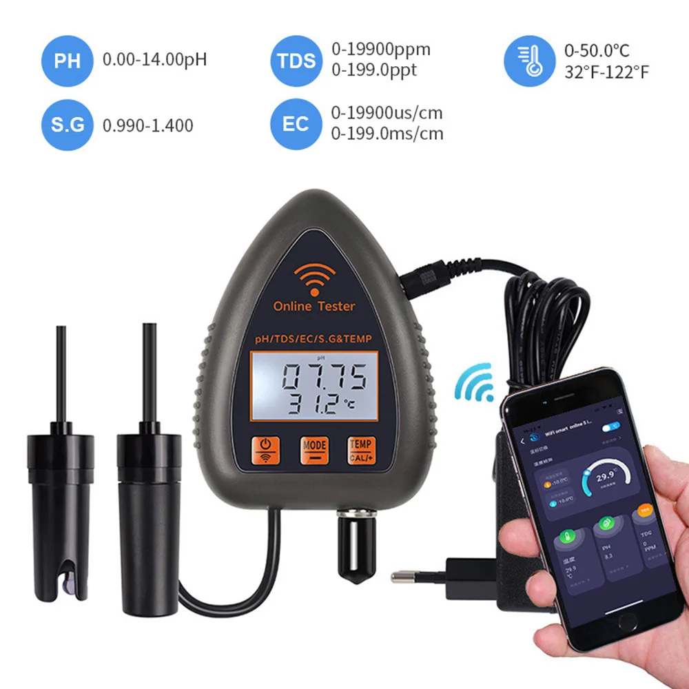 

PH-метр TDS S.G, устройство для гидропонных систем, с Wi-Fi, пультом управления