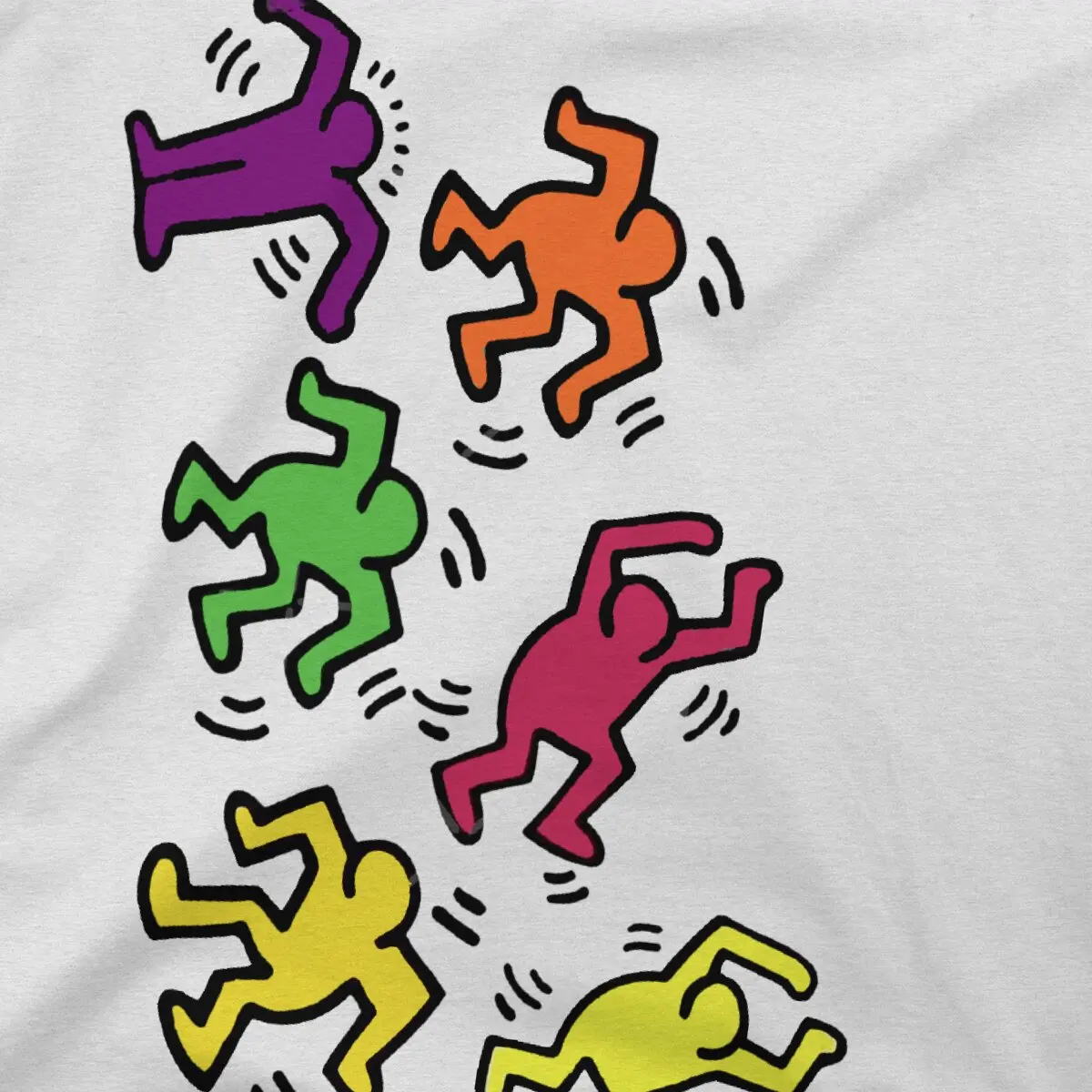 Haring Dance Man Cartoon T-Shirt - 100% Cotton, Short Sleeve, O Neck, Humor Design