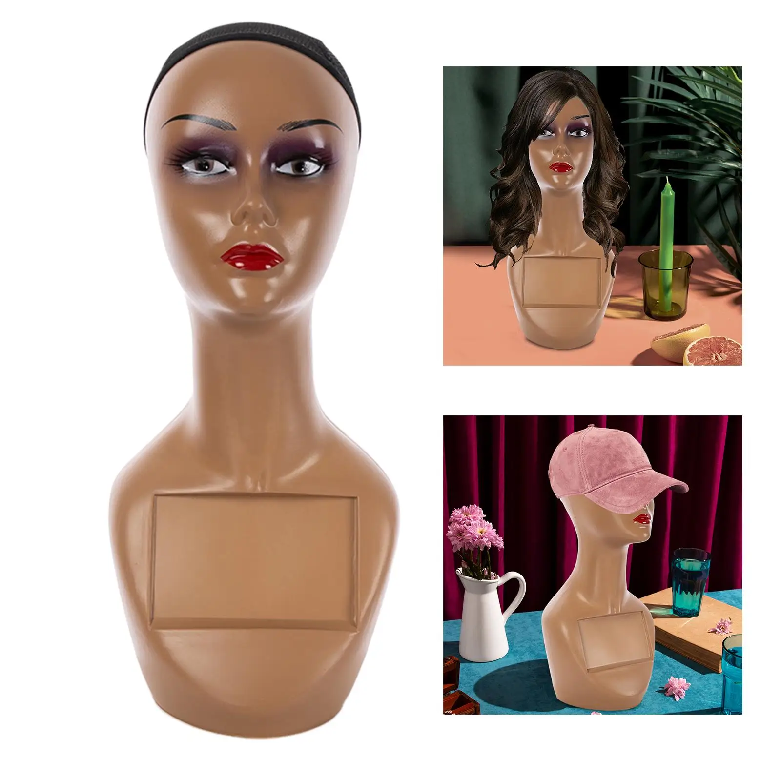 Female Mannequin Head Wig Holder Training Head Multipurpose Professional Cosmetology Face Wig Display Model for Necklaces
