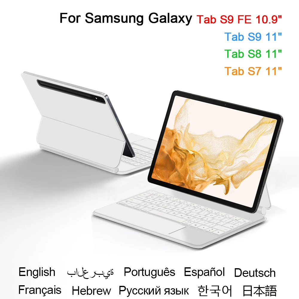 Tampa do Teclado sem Fio para Samsung Galaxy Tab Coreano Espanhol Português Magia s7 s8 s9 11 s9 fe 109
