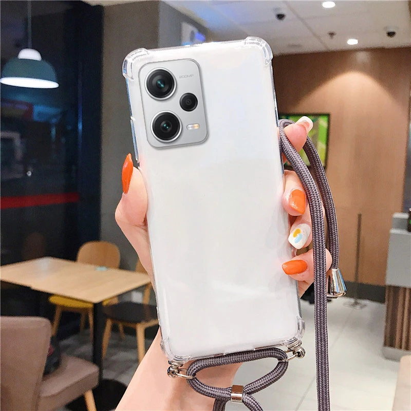 Clear Shockproof Crossbody Lanyard Case - Transparent Soft TPU Silicone Cover