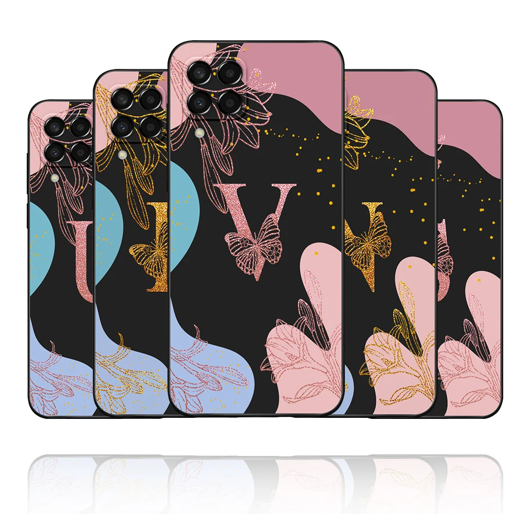 Per Samsung M53 Custodia 5G Silicone Morbido Moda Farfalla Fiore Lettere Cover Per Samsung Galaxy M33 M53 Funda Paraurti Coque