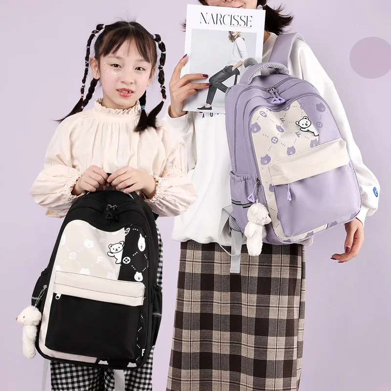 New Women's Backpack Primary School Schoolbag Load Reduction Fashion Less Backpack