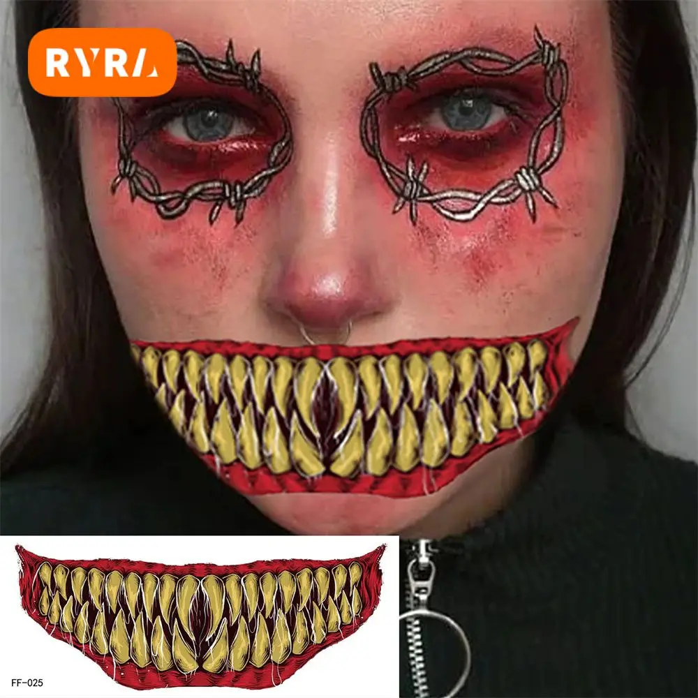 

Необычные забавные наклейки для макияжа, дневная палочка, ужасный ужас для Хэллоуина, страшный макияж, наклейки для лица на лицо, косметика для ползания