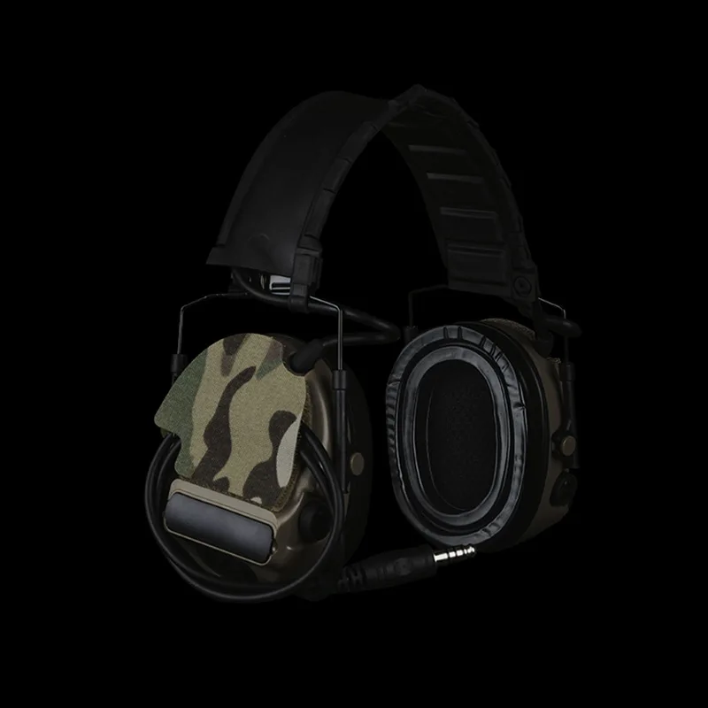 Tactical Headset Sticker Camo Cable Storage 2 in 1 Magic Patch Airsoft Headset Hunting Shooting Noise Canceling Headphone