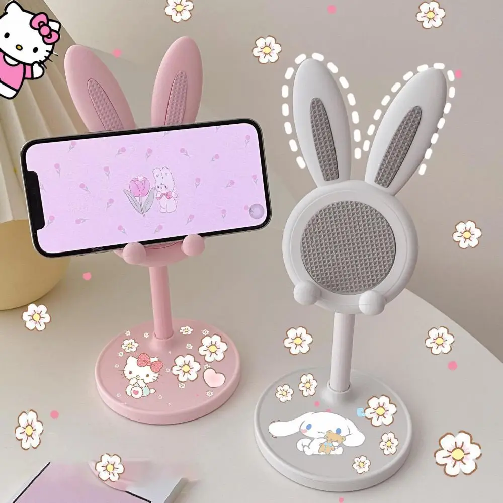 

Hello Kitty My Melody Sanrio Kawaii Cartoon Cute Lift Adjustable Mobile Phone Holder Anime Plush Toys for Girls Birthday Gift