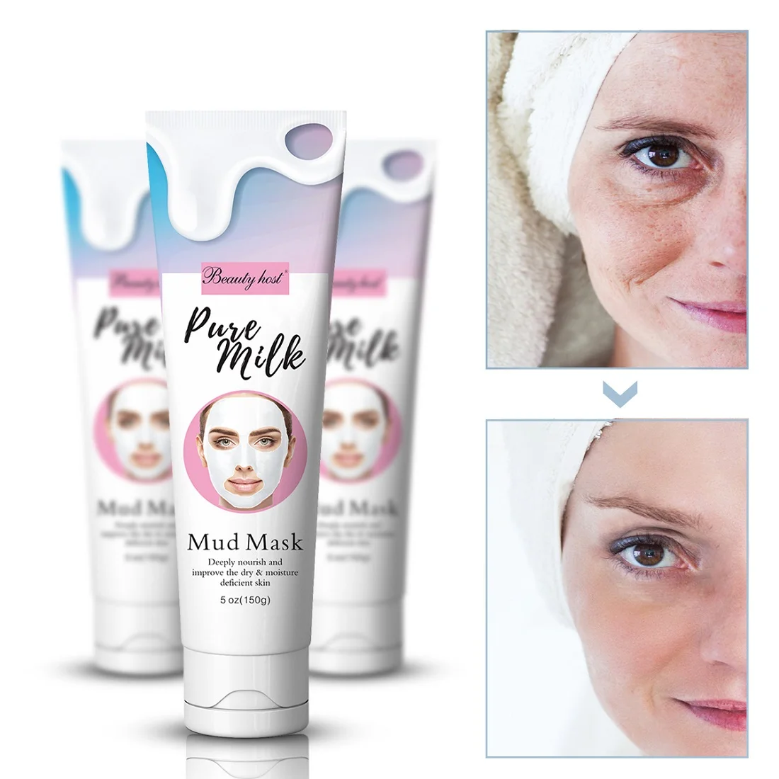 3 Pieces/Lot Milk Mud Mask Whitening Nourishing Repairing Moisturizing Skin Personal Care Salon Facial Mud Clay White Mask 150g