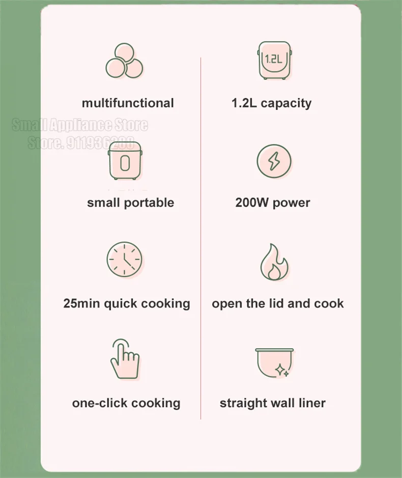 SUPOR Mini Rice Cooker 1.2L Portable Electric Cooker Easy to Operate 220V Home Appliances Multifunctional Electric Rice Cooker