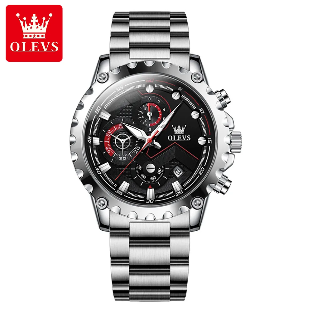 

Olves Men Quartz Wristwatch Fashion Men's Business Waterproof Chronograph Luminous Watch Male Staniless Steel Band Man Watches