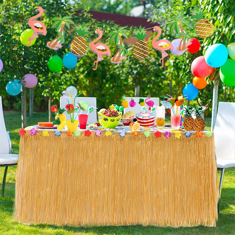 Straw Table Skirt Hawaiian Tiki Moana Themed Party Suitable For