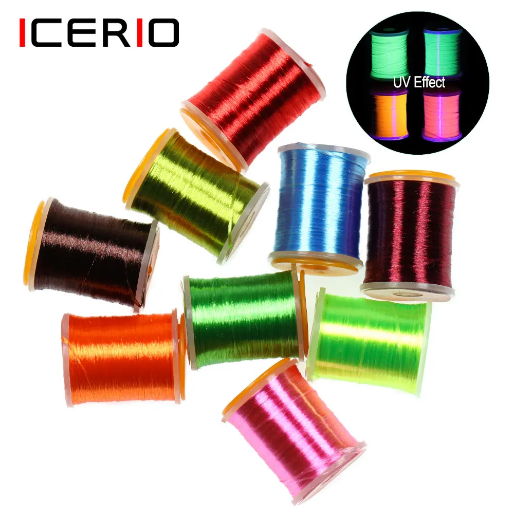

ICERIO 9pcs 200D UV High Lighted Fly Tying Thread Silky Floss Yarn Salmon Bass Fishing Lures Nymph Streamer Fly Tying Material