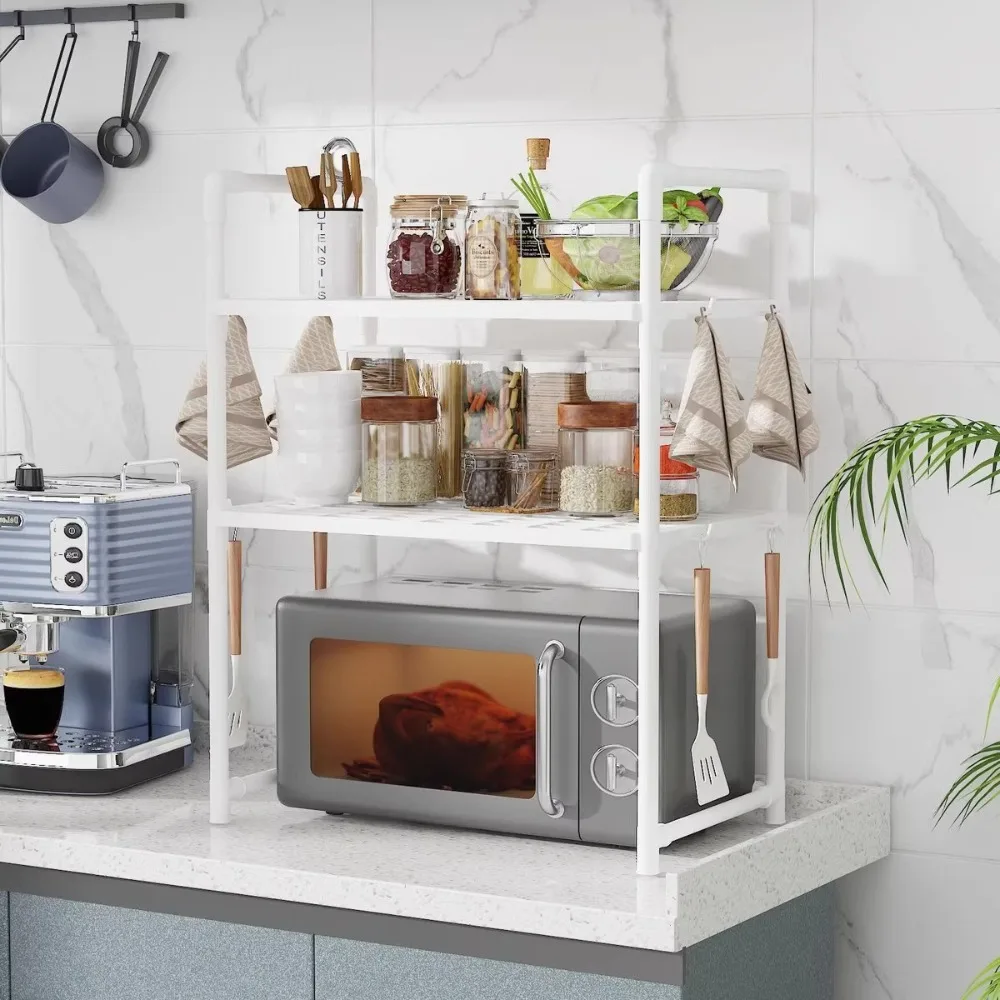 Kitchen Elevated Design Seasoning Rack Microwave Storage Rack Bilayer Oven Modern Minimalism Kitchen Accessories Organizer