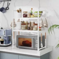 Kitchen Elevated Design Seasoning Rack Microwave Storage RackBilayer Oven Modern Minimalism Kitchen Accessories Organizer 2