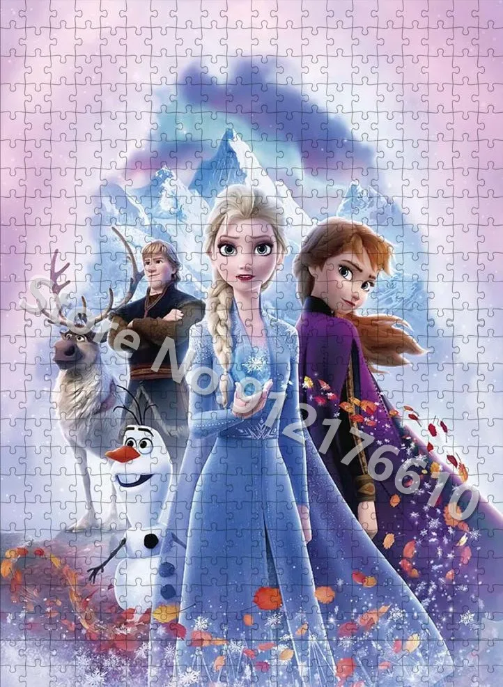 Disney Anime Frozen Puzzle 300/500 Pieces Paper Jigsaw Diy Large Size Paper Puzzle Family Game Educational Toys for Adults Kids