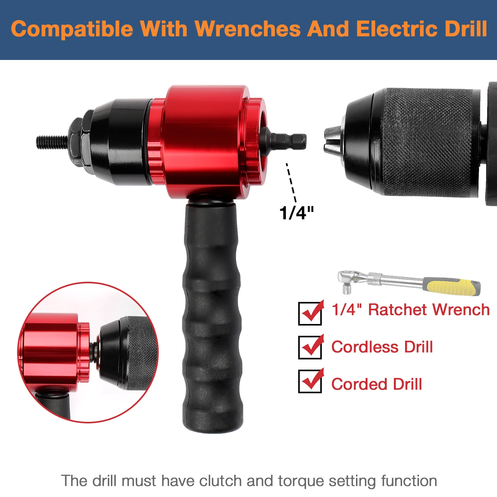 Home Nut Riveting Machine Industrial Grade DIY Plug-in Nut Quick Riveting  Tool Electric Rivet Nut Gun Converter Labour-Saving 4