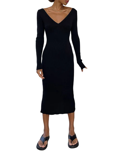 편안함과 세련함이 조화를 이루는 여성용 니트 바디콘 드레스